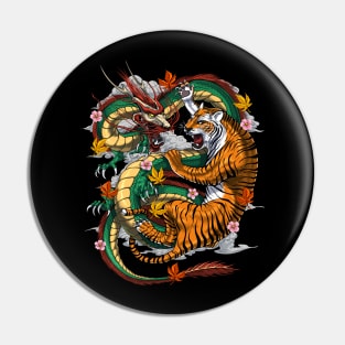 Japanese Dragon Tiger Pin