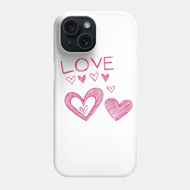 Love Pink Hearts Phone Case by PhotoSphere