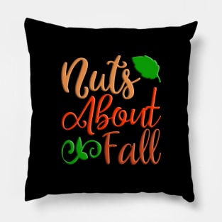 Nuts About Fall, colorful autumn, fall seasonal design Pillow