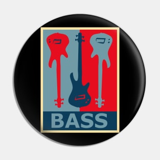 Red Blue Retro Low Poly Gift for Bass Player Pin
