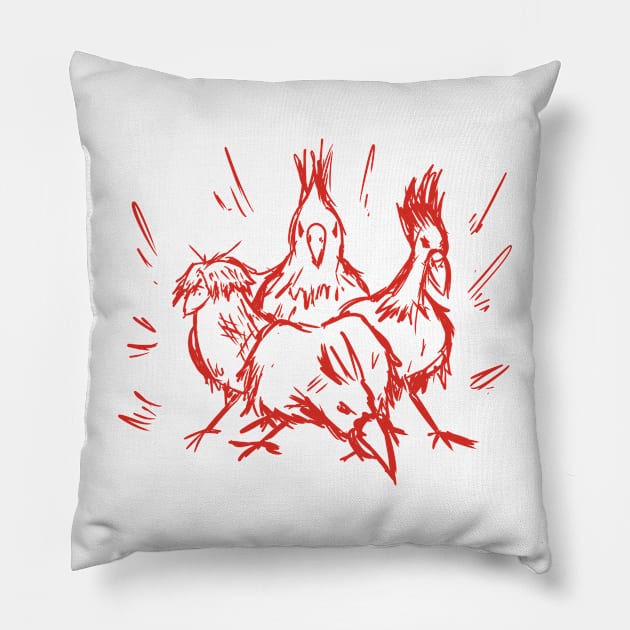 The Bad Birds (Red) Pillow by Birpy20