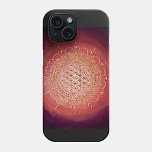 Flower of life mandala gold on magenta Phone Case