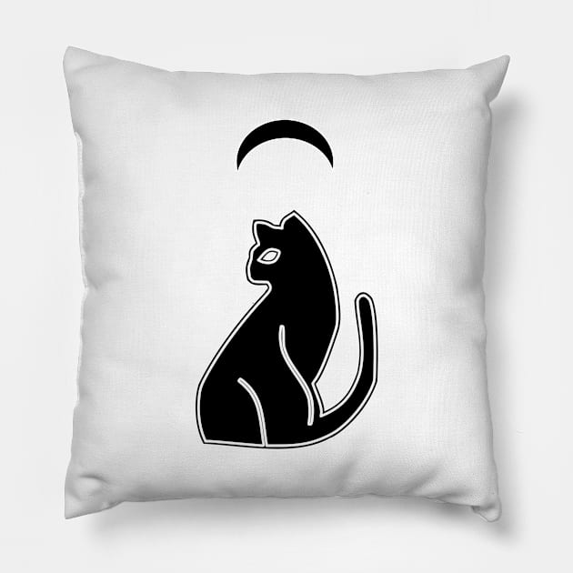 cat and moon Pillow by MysticMoonVibes