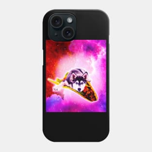 Outer Space Galaxy Dog Riding Taco Phone Case