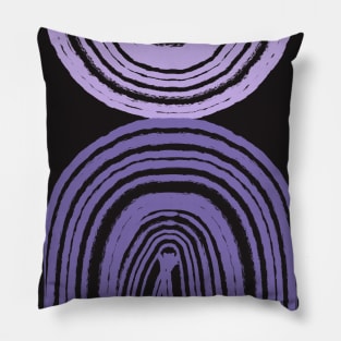 Modern print with abstract geometric purple lines and shapes Pillow