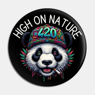 Funny Stoner High on Nature Panda Bear Smoking a Joint for Weed Lovers and Ganja Enthusiasts Pin