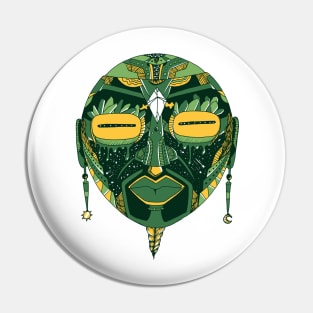 Forrest Green African Mask 2 Pin