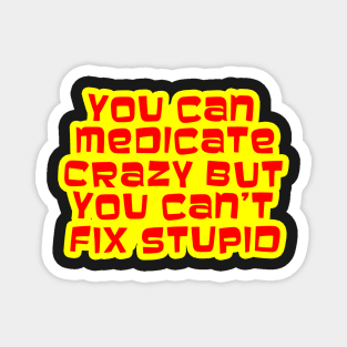 YOU CAN MEDICATE CRAZY BUT YOU CAN'T FIX STUPID Magnet