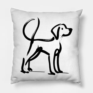 This is a simple black ink drawing of a dog Pillow