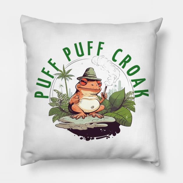 Puff Puff Croak Pillow by apsi