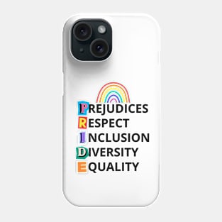 Pride from capitals of 5 words and rainbow Phone Case