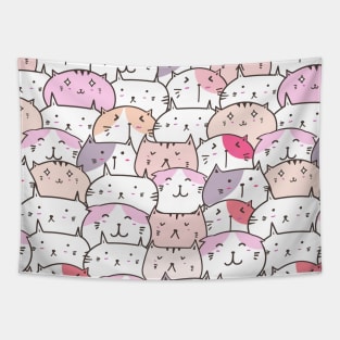 Pink Cats Pattern Tapestry