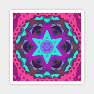 Retro Mandala Flower Blue Purple and Pink Magnet