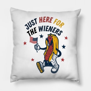 I'm Just Here For The Wieners Funny Fourth of July Pillow