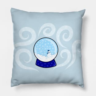 Wintery Blue Snowman Snow Globe, made by EndlessEmporium Pillow