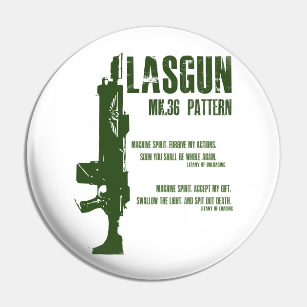 Lasgun Mk.36 Kantrael Pattern Pin by TheNerdcoreCabaret