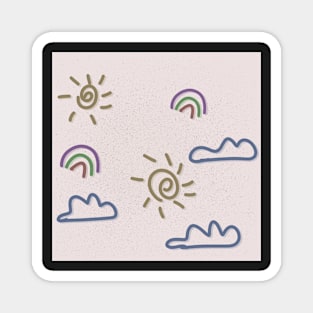 Sun, Cloud and Rainbow - Pattern for kids Magnet