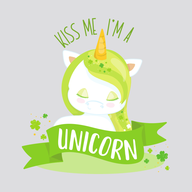 Saint Patrick's Day, Clovers, Kiss Me I'm Unicorn by Jelena Dunčević