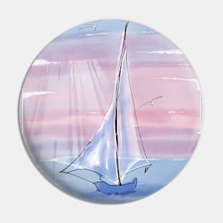 Sea and yacht Pin