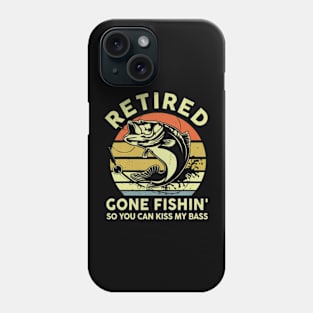 Mens Retired Gone Fishing Grandpa Retirement Funny Bass Dad Phone Case