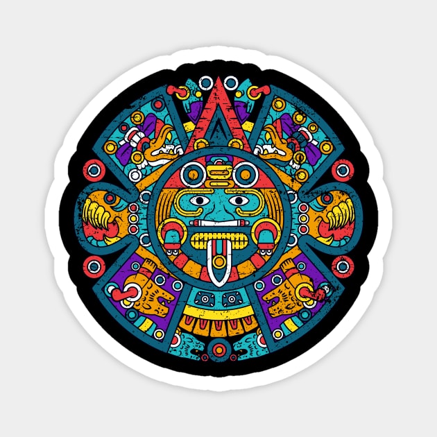 Aztec Calendar - Colorful Design Magnet by verde