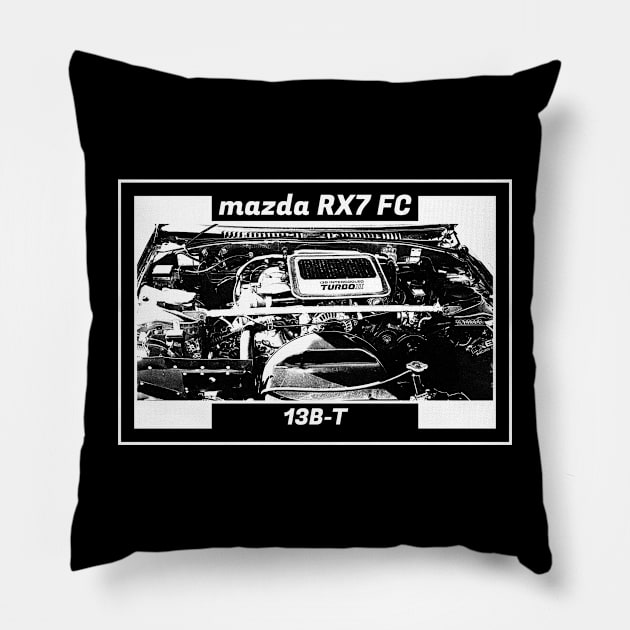 MAZDA RX-7 FC ENGINE (Black Version) Pillow by Cero