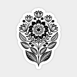 Black Floral Balkan Folk Art Magnet