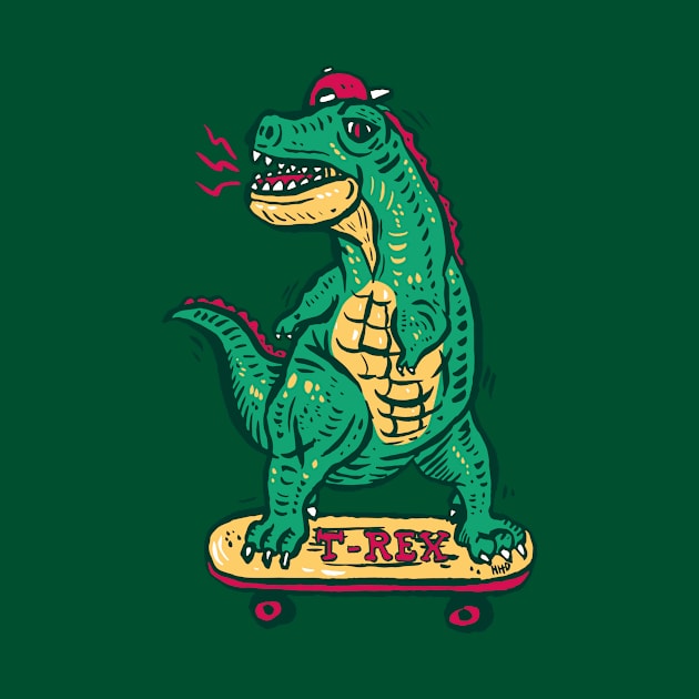 Skateboarding Dinosaur by nokhookdesign