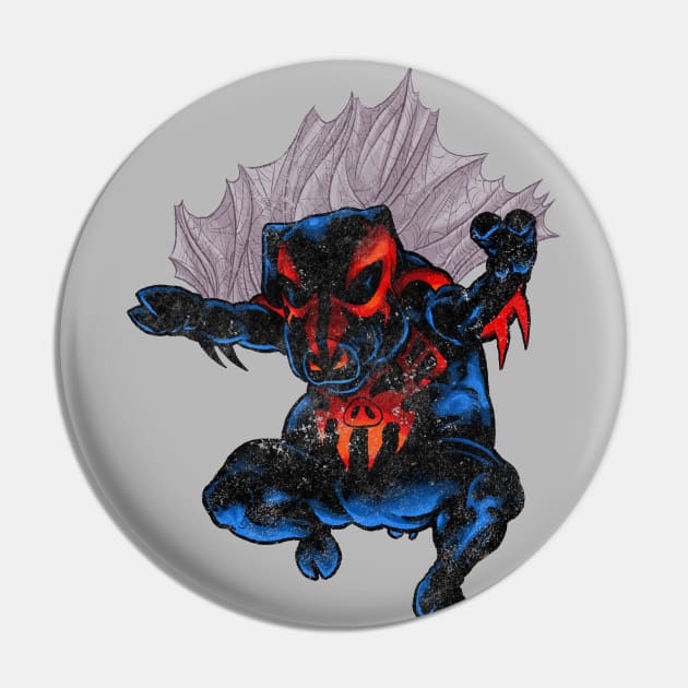 Spider-Ham 2099 - distressed Pin by ThirteenthFloor