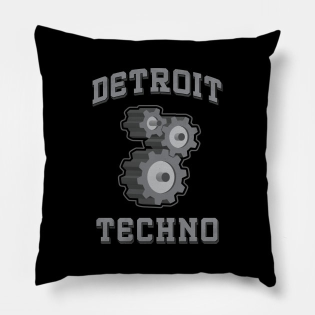 Detroit Techno Gears Pillow by SunsetGraphics