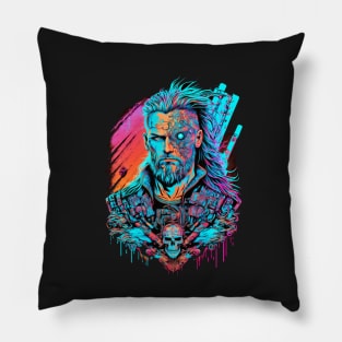 Neon Cyberpunk Viking - V1.03 Pillow