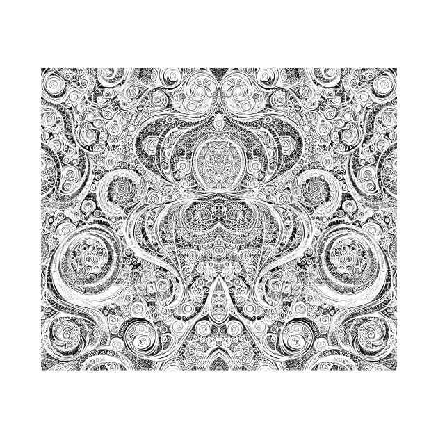 Grayscale Aesthetic Extraterrestrial Gray Man Engraving - Black and White Fractal Artwork by BubbleMench