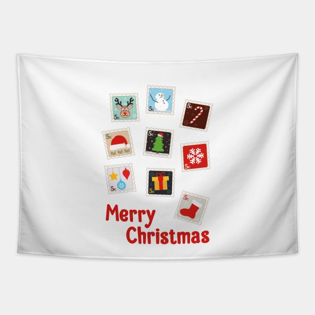 Cute Postage Stamps | Christmas Gift Idea Tapestry by Fluffy-Vectors