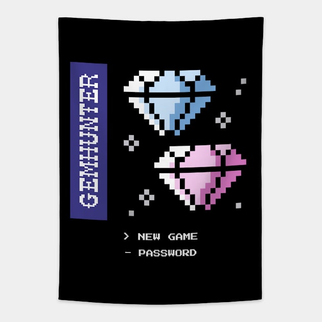 Retro Gemhunter 8 bit video game Tapestry by keeplooping