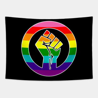 Black Lives Matter Fist Circled LGBTQ Flag Gilbert Baker Original Rainbow Pride Tapestry