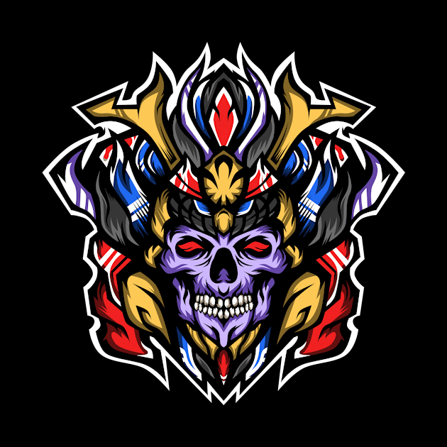 Prince of samurai skulls vector by jimmyagustyan