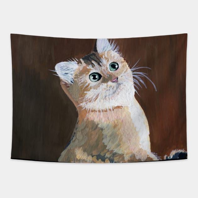 Red cute cat Tapestry by Irina_Reznikova