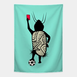 Football Referee Cave Person With Red Card Tapestry
