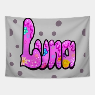 Luna - Flowers and dots Name Luna Tapestry