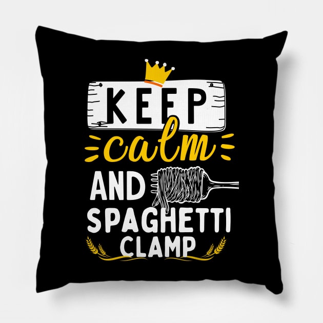 Keep Calm And Spaghetti Clamp Pillow by PlayfulPrints