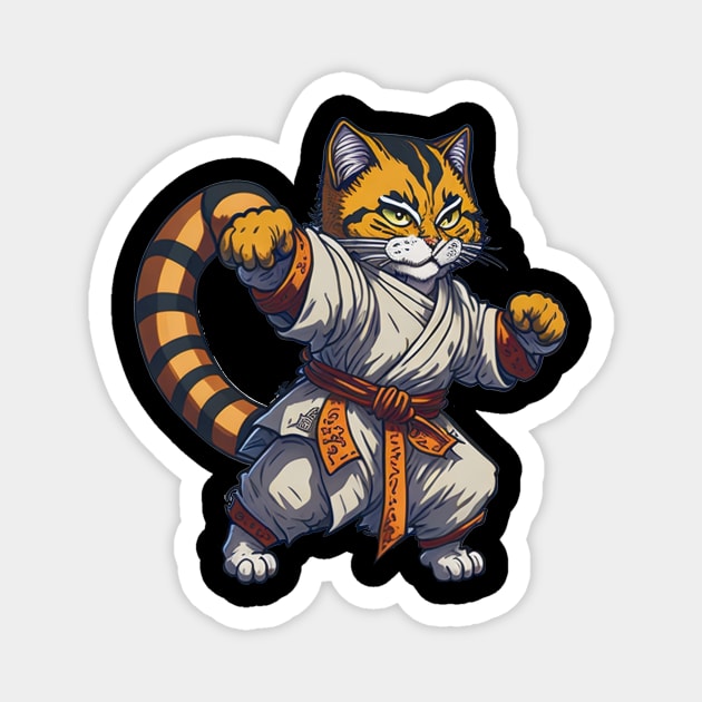 Cute Karate Cat Magnet by ImaginativeInkPOD