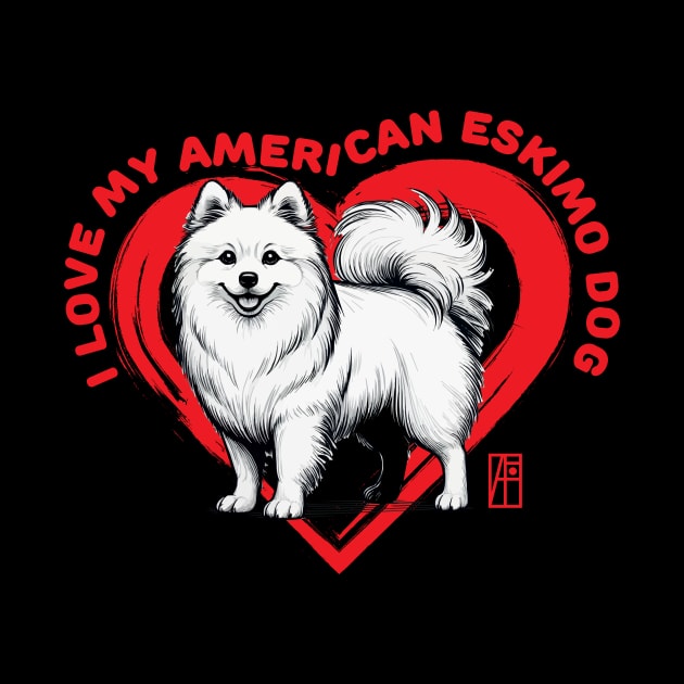 I Love My American Eskimo Dog- I Love my dog - Smart dog by ArtProjectShop