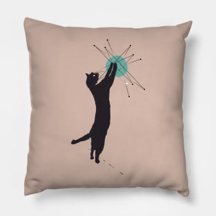 MCM Cat Reaching for a Retro Starburst Pillow