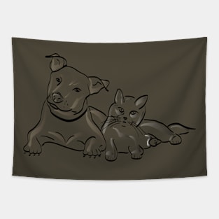 dog and cat Tapestry