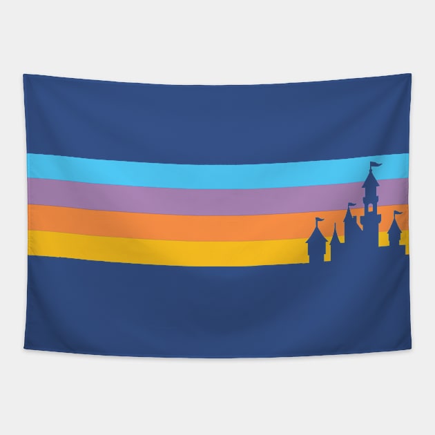 Retro Cinderella Castle Pastel Stripes Tapestry by ThisIsFloriduhMan