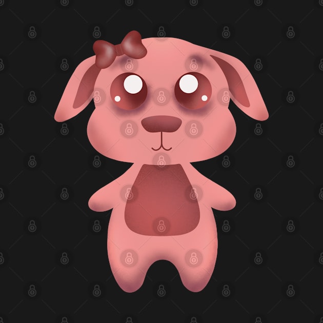 Pink Girl Puppy Cute Kid Art by Print Art Station