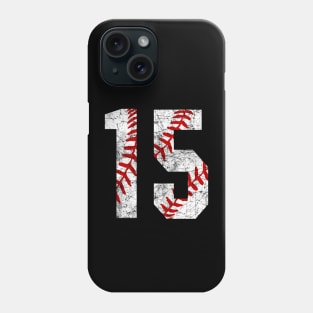 Vintage #15 Baseball Laces Baseball Mom Jersey Love Baseball T-shirt Phone Case