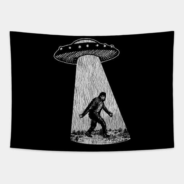 Bigfoot Ufo Vintage Tapestry by holiewd