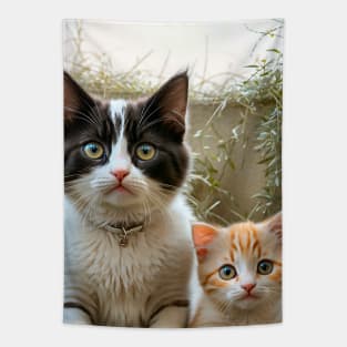 Cute Grumpy Cats & Kitten meme Tapestry