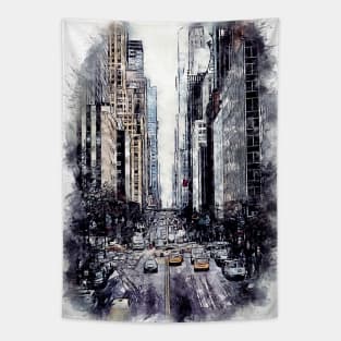 New York City Streets Travel Poster Series watercolor ink edition 01 Tapestry